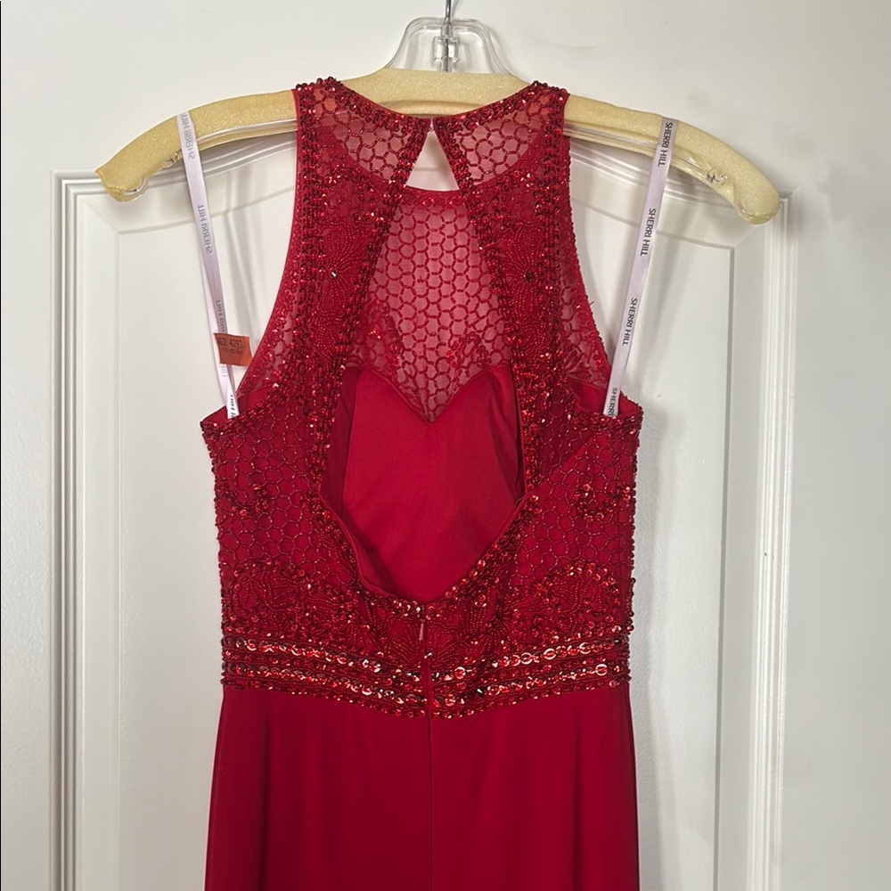 Sherri Hill Red Halter Prom Gown - Picture 4 of 6
